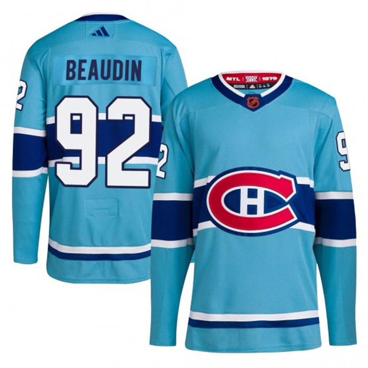 Back view of Nicolas Beaudin Montreal Canadiens 92 jersey