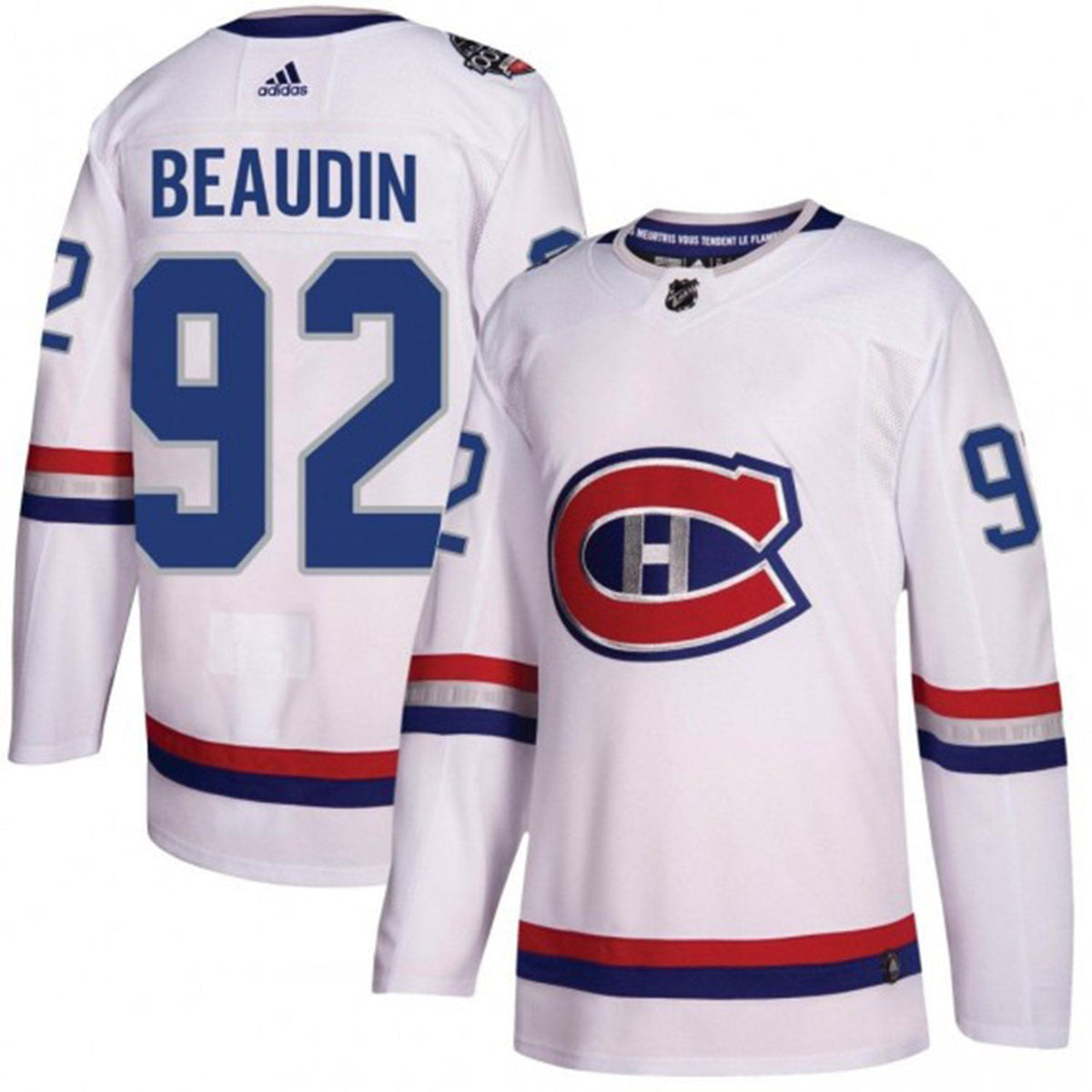 Side view of Nicolas Beaudin Montreal Canadiens 92 jersey