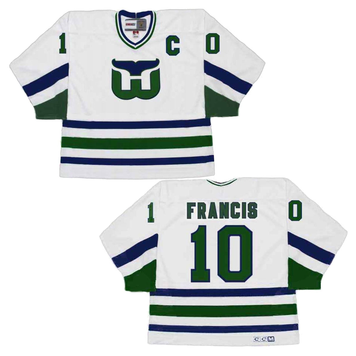 Back view showing number 10 on Ron Francis Hartford Whalers Jersey