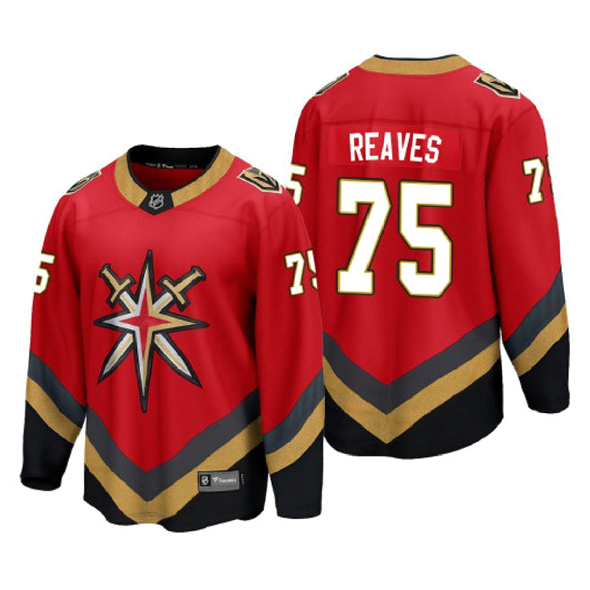Close-up of Ryan Reaves name and number 75 on jersey