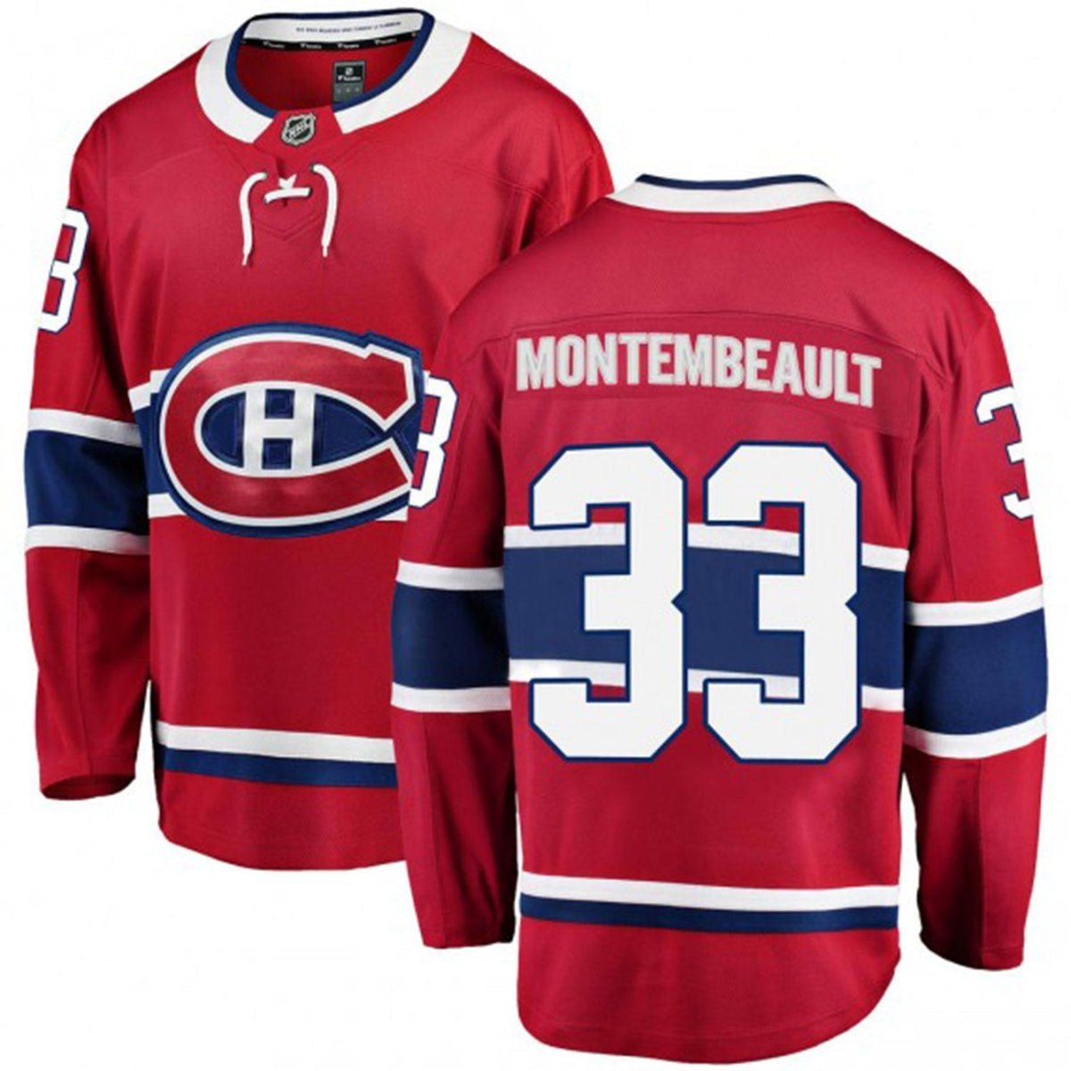 Montreal Canadiens Sam Montembeault 33 jersey hanging