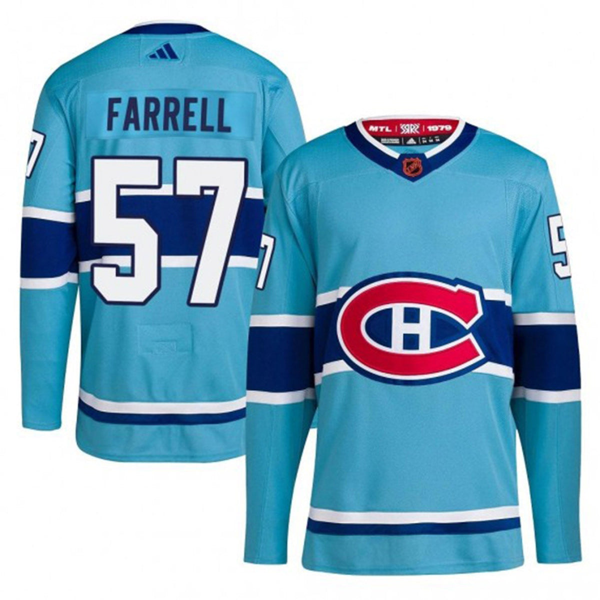 Sean Farrell 57 jersey displayed on hanger