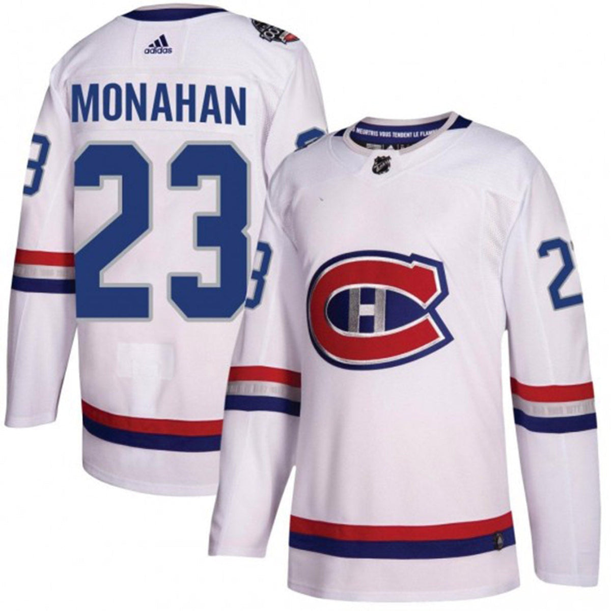 Back view showing number 91 on Sean Monahan jersey