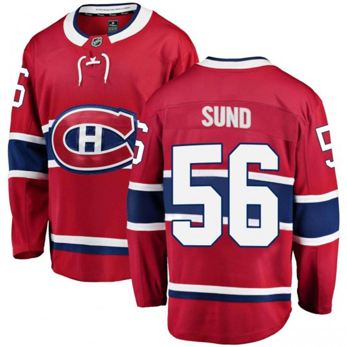 Tony Sund Montreal Canadiens 56 Jersey hanging display