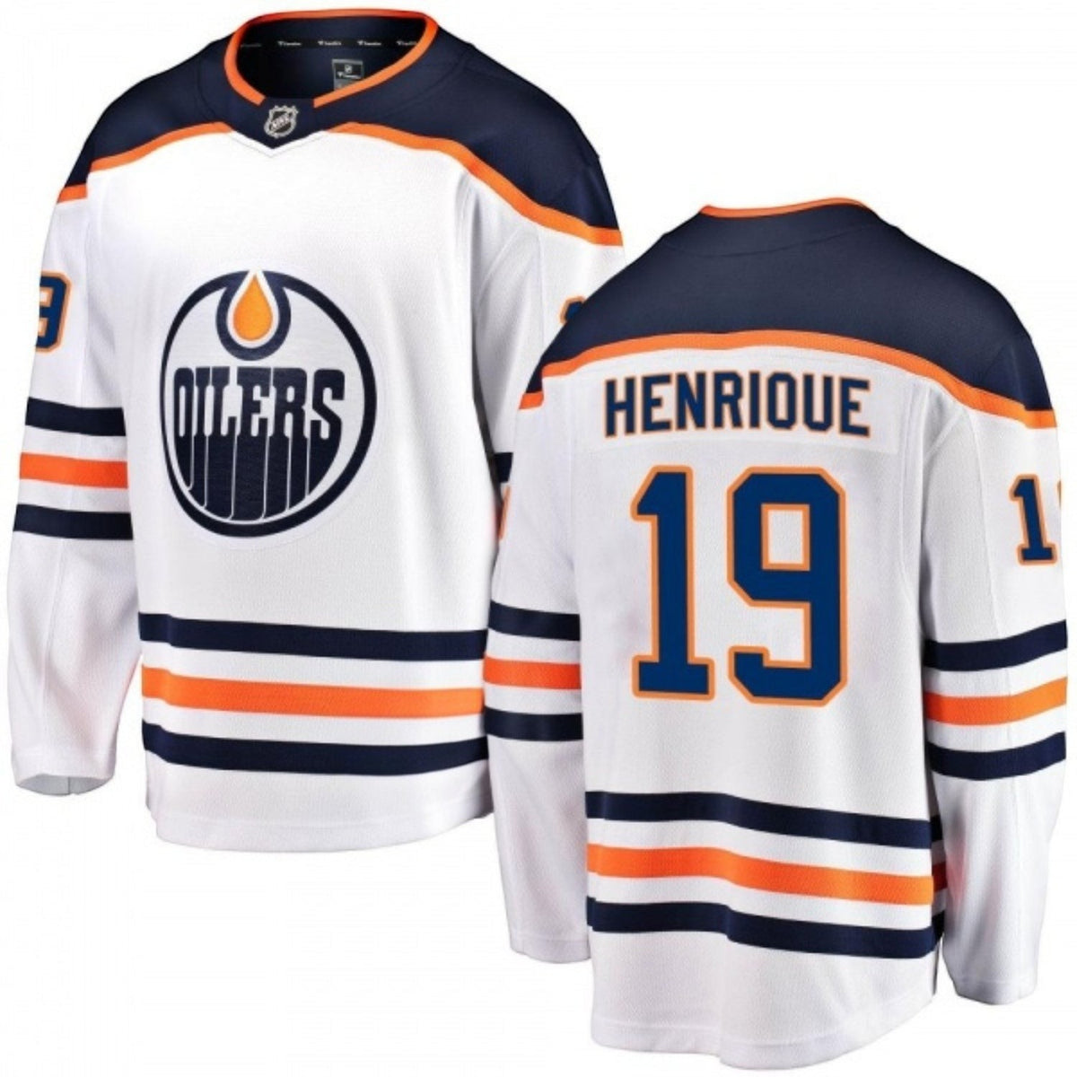 Back view showing number 19 on Adam Henrique Edmonton Oilers Jersey
