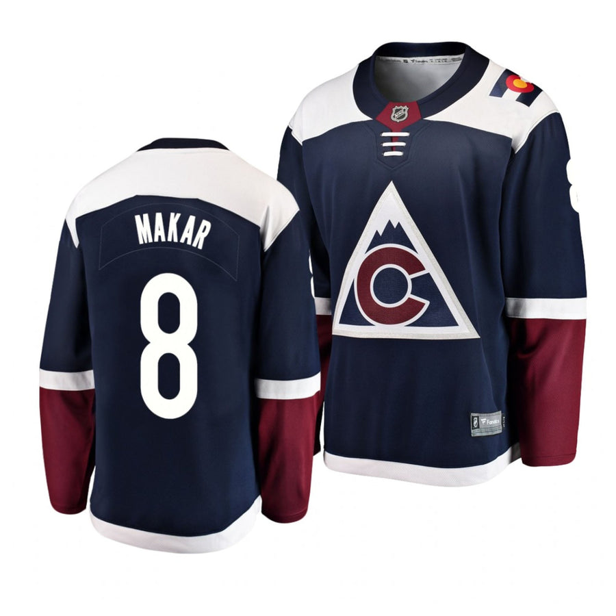 Front view of Cale Makar Colorado Avalanche 8 hockey jersey