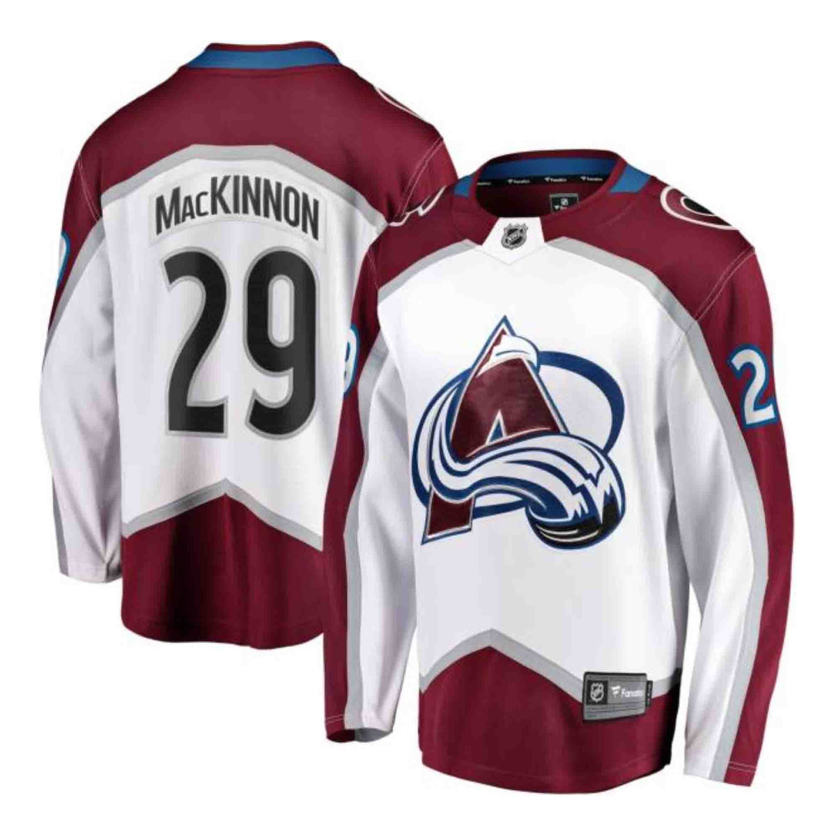 Back view of Nathan MacKinnon Colorado Avalanche 29 hockey jersey