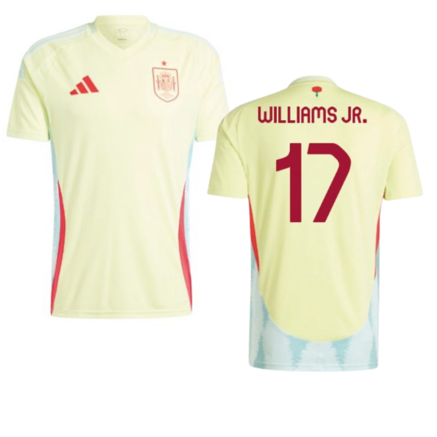 Back view of Nico Williams Jr Spain 17 Soccer Jersey