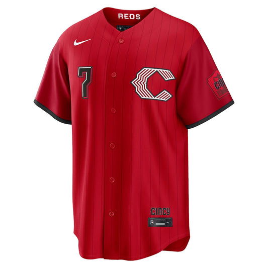 Red baseball jersey with logo on a white background