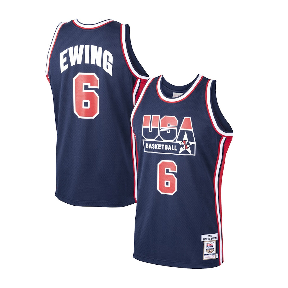 Back view of Team USA Patrick Ewing 6 Jersey showing number 6