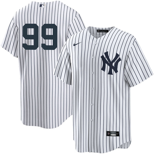 Aaron Judge #99 New York Yankees white home jersey front view
