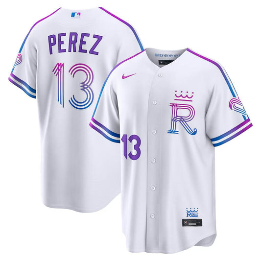 Kansas City Royals City Connect Jersey Perez 13 White Baseball Jersey