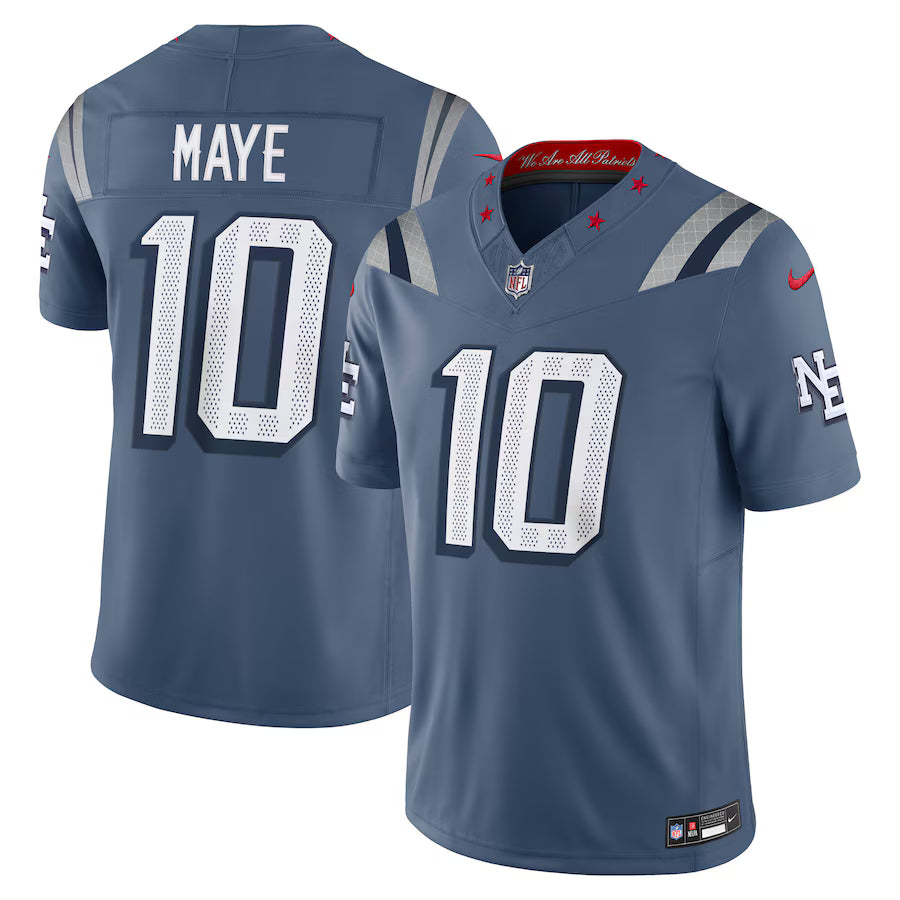 Drake Maye New England Patriots 2025 Rivalries Jersey Storm Blue
