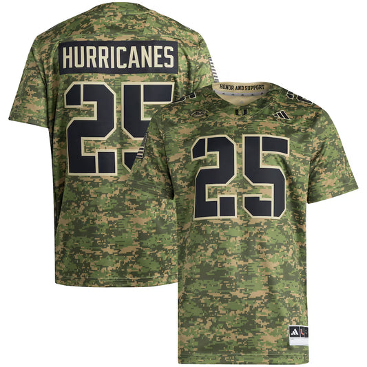 #25 Miami Hurricanes Honor & Support Premier Strategy Jersey - Camo - NCAA