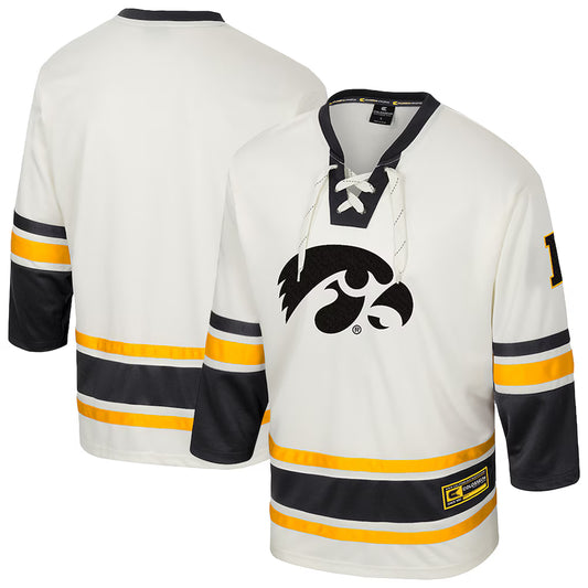 Iowa Hawkeyes Colosseum Puck Proud Fashion Hockey Jersey - Cream - NCAA