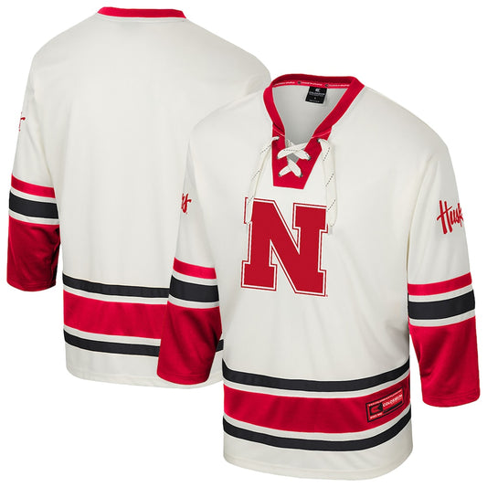 Nebraska Huskers Colosseum Puck Proud Fashion Hockey Jersey - Cream - NCAA