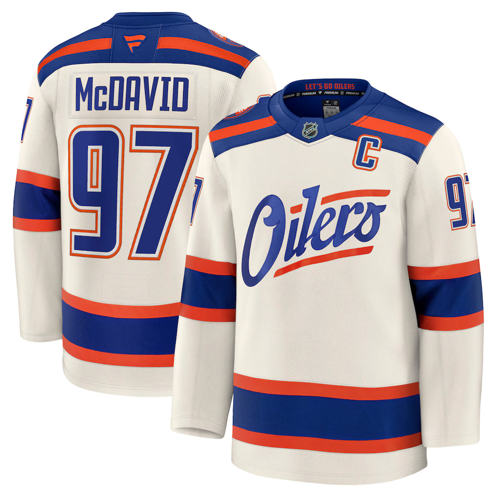 Connor McDavid Edmonton Oilers Alternate Premium Jersey - Light Beige