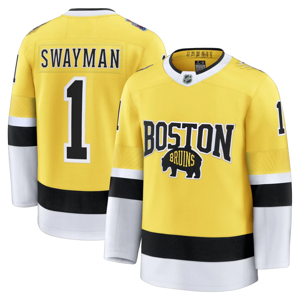 Jeremy Swayman Boston Bruins 2026 Stadium Series Premium Jersey in gold