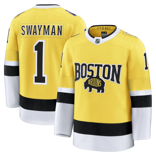 Jeremy Swayman Boston Bruins 2026 Stadium Series Premium Jersey in gold