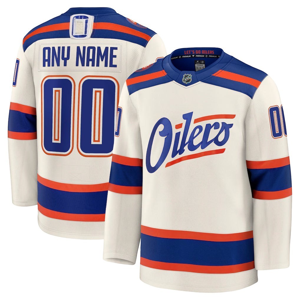 Edmonton Oilers Alternate Premium Custom Jersey in light beige