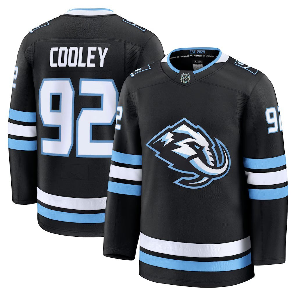 Front view of Logan Cooley Utah Mammoth Home Premium Player Jersey in black