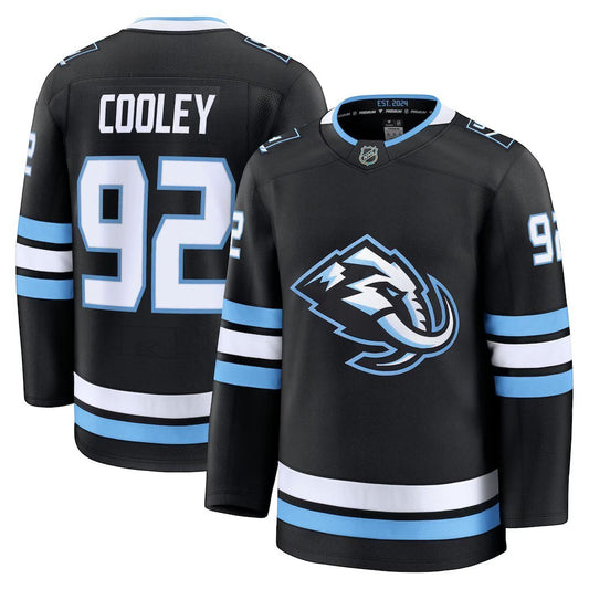 Front view of Logan Cooley Utah Mammoth Home Premium Player Jersey in black