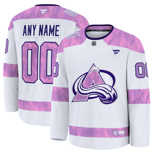Colorado Avalanche 2026 Hockey Fights Cancer Custom Practice Jersey - White