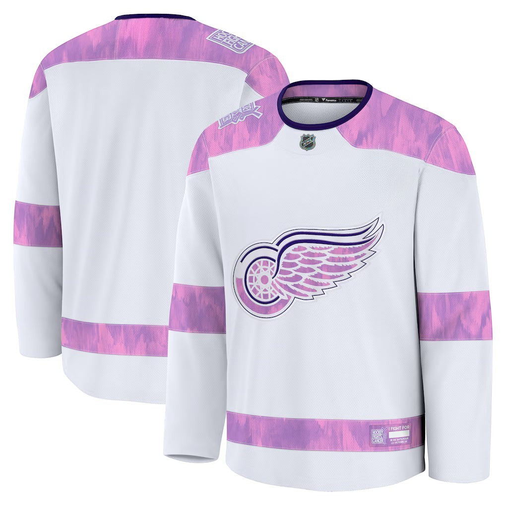 Detroit Red Wings 2026 Hockey Fights Cancer Practice Jersey in white