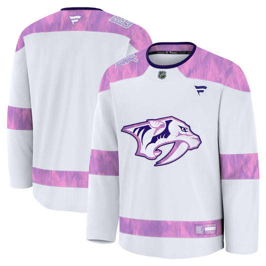Nashville Predators 2026 Hockey Fights Cancer Practice Jersey - White