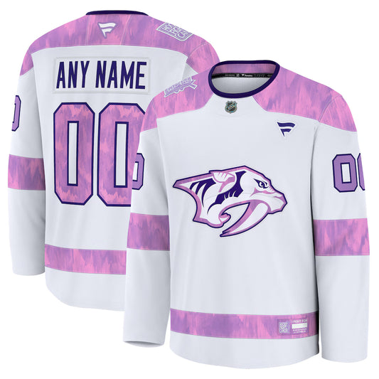 Nashville Predators 2026 Hockey Fights Cancer Custom Practice Jersey - White