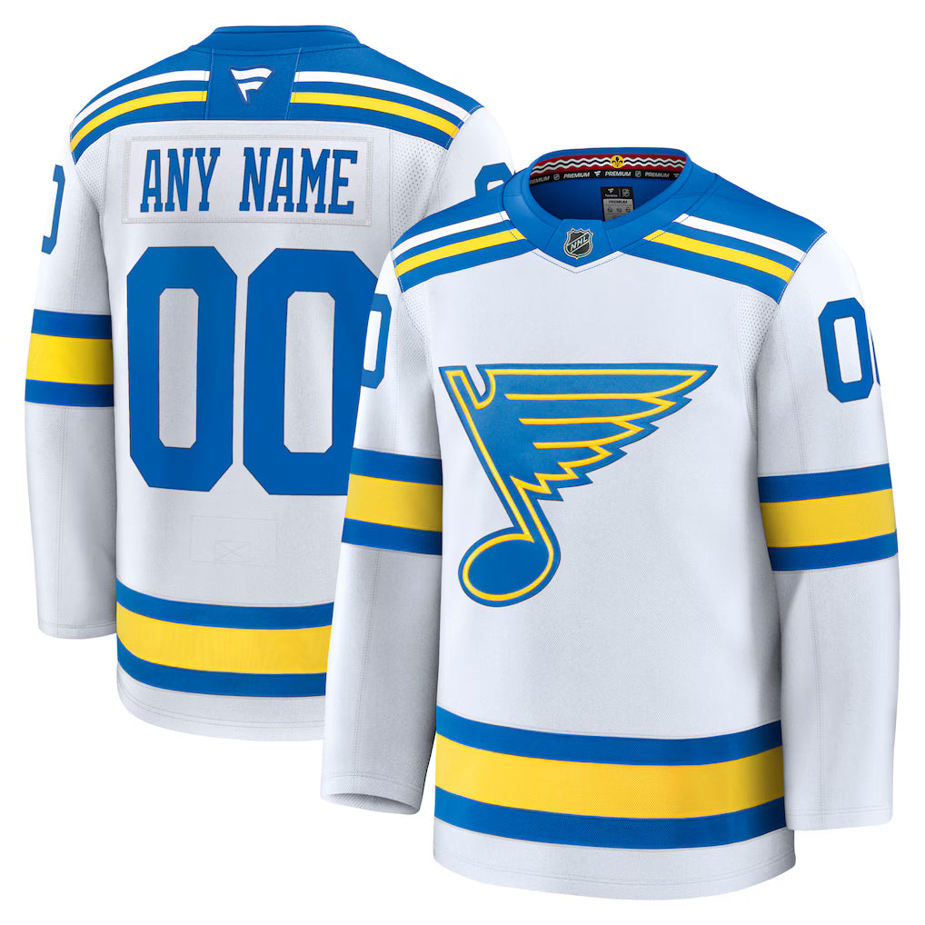 St. Louis Blues Away Premium Custom Jersey - White