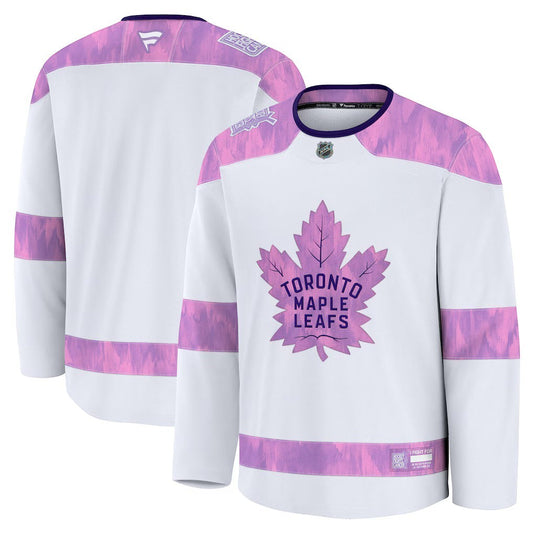 Toronto Maple Leafs 2026 Hockey Fights Cancer white practice jersey