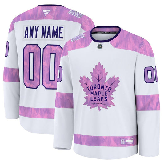 Toronto Maple Leafs Hockey Fights Cancer Custom Practice Jersey in white
