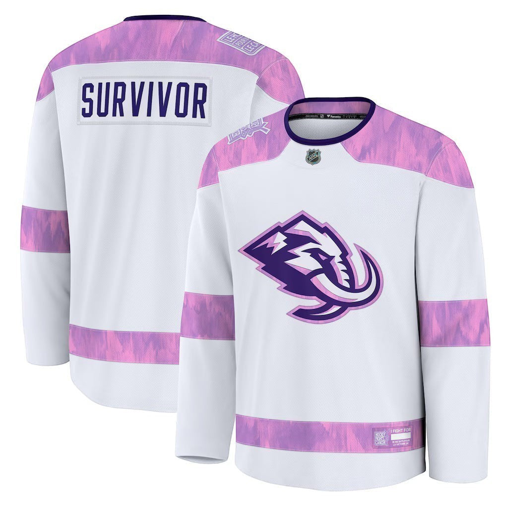 Utah Mammoth Hockey Fights Cancer Survivor Practice Jersey in white