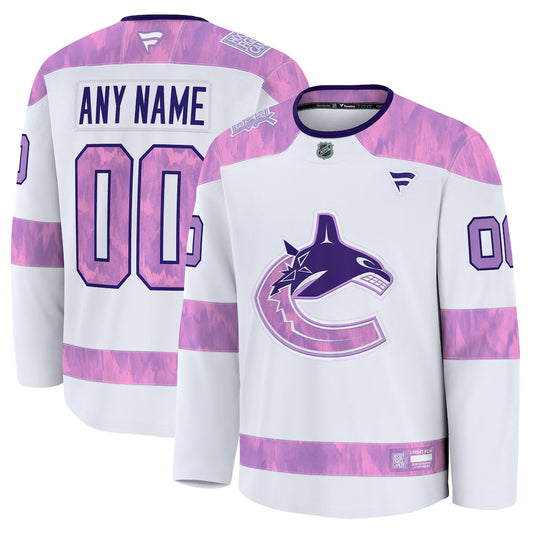 Vancouver Canucks Hockey Fights Cancer Custom Practice Jersey - White
