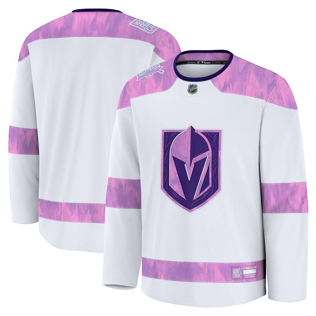 Vegas Golden Knights Hockey Fights Cancer Practice Jersey in white
