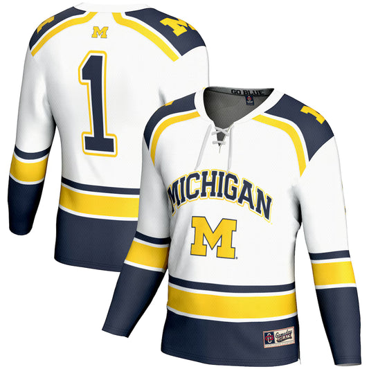 #1 Michigan Wolverines GameDay Greats Hockey Jersey - White - NCAA