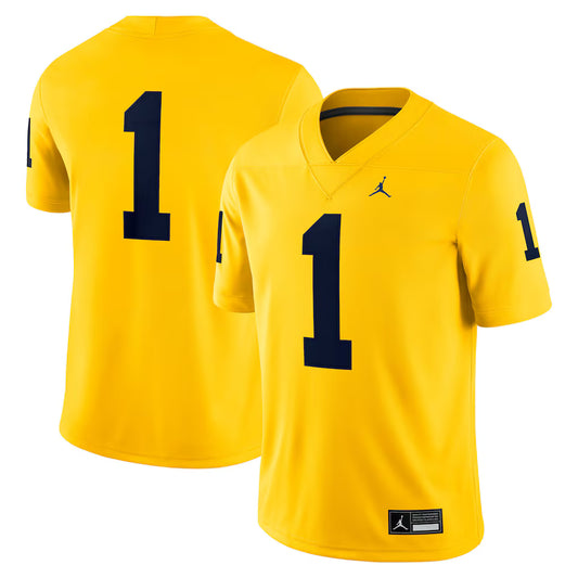 #1 Michigan Wolverines Jordan Brand Alternate Game Jersey - Maize - NCAA