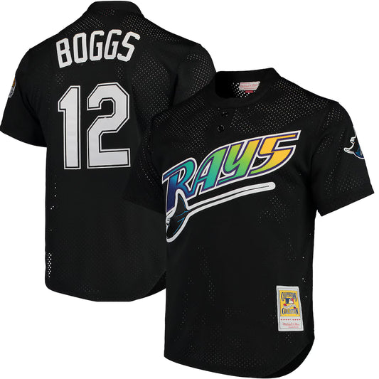 Wade Boggs Tampa Bay Rays Mitchell & Ness Cooperstown Collection  Mesh Batting Practice Jersey - Black