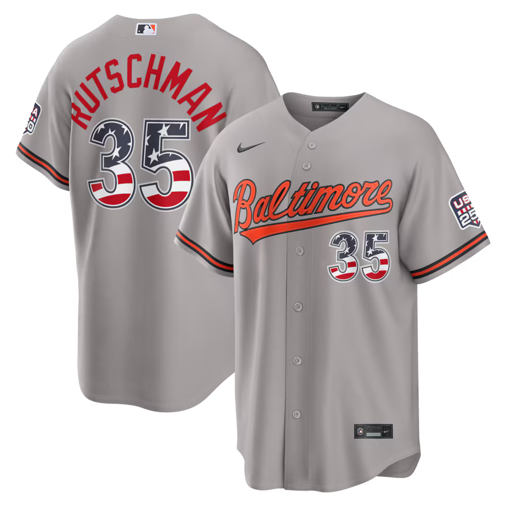 Adley Rutschman Baltimore Orioles USA 250 Fourth of July Road Baseball Jersey – Gray