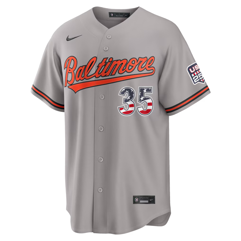 Adley Rutschman Baltimore Orioles USA 250 Fourth of July Road Baseball Jersey – Gray