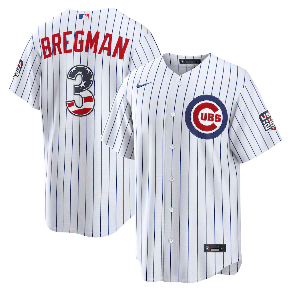 Alex Bregman Chicago Cubs USA 250 Fourth of July Home Baseball Jersey – White