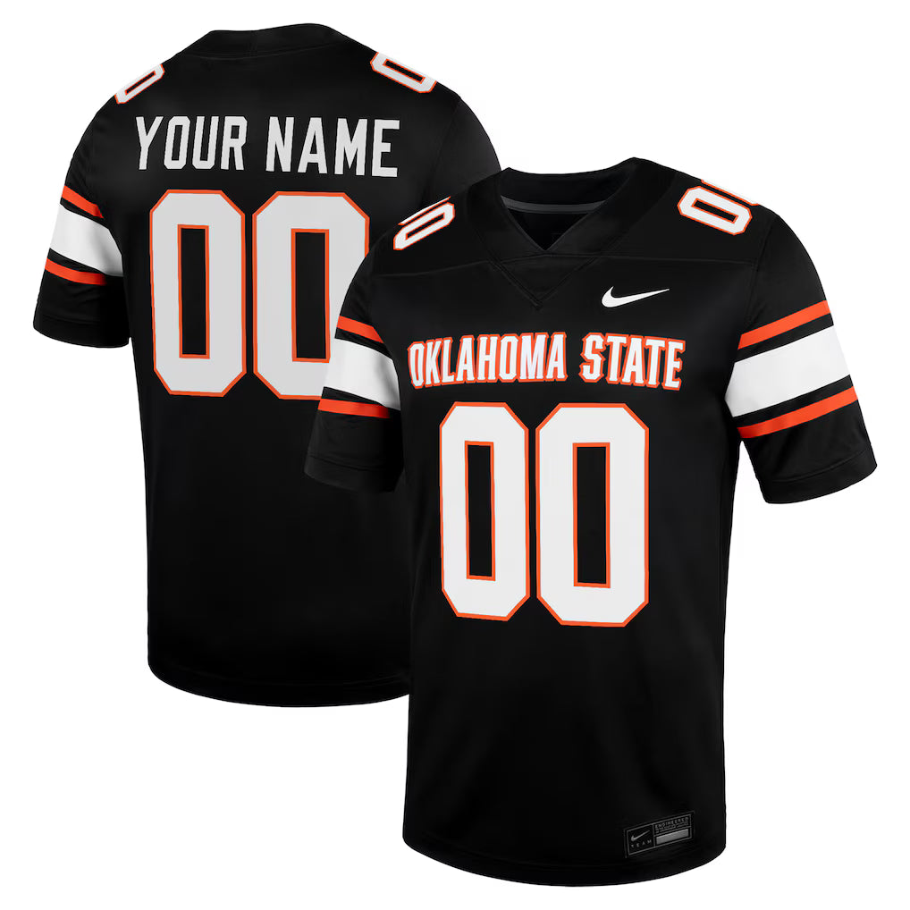 Oklahoma State Cowboys Custom Football Game Jersey - Black -