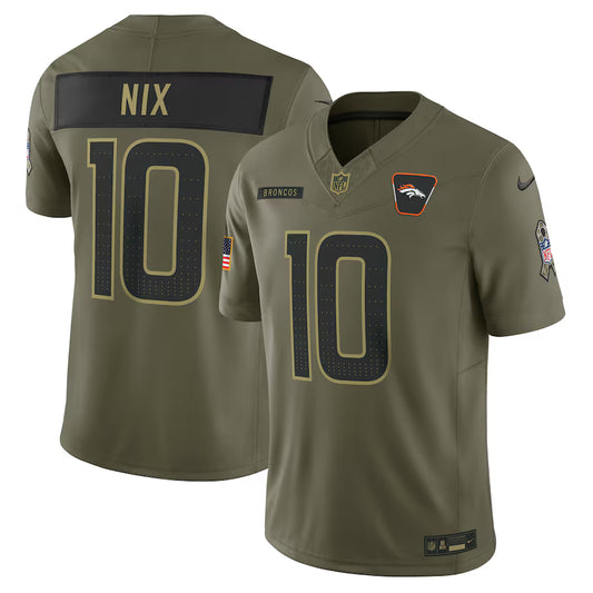 Bo Nix Denver Broncos 2025 Salute to Service Limited Jersey - Olive - NFL