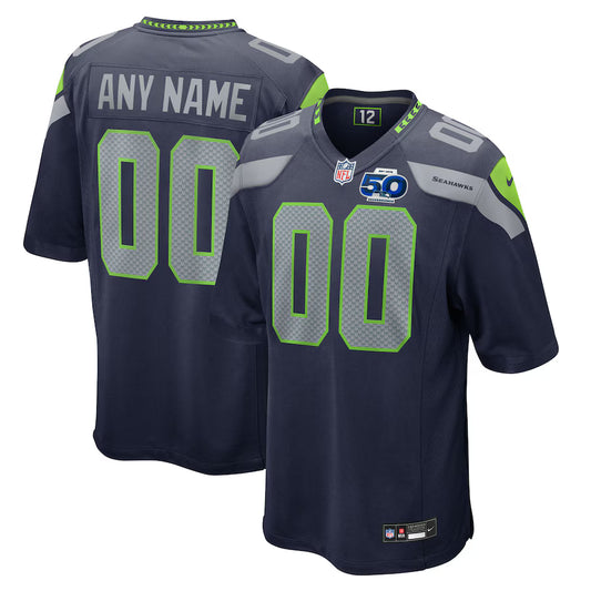 Seattle Seahawks  50th Season Team Custom Game Jersey - College Navy - NFL