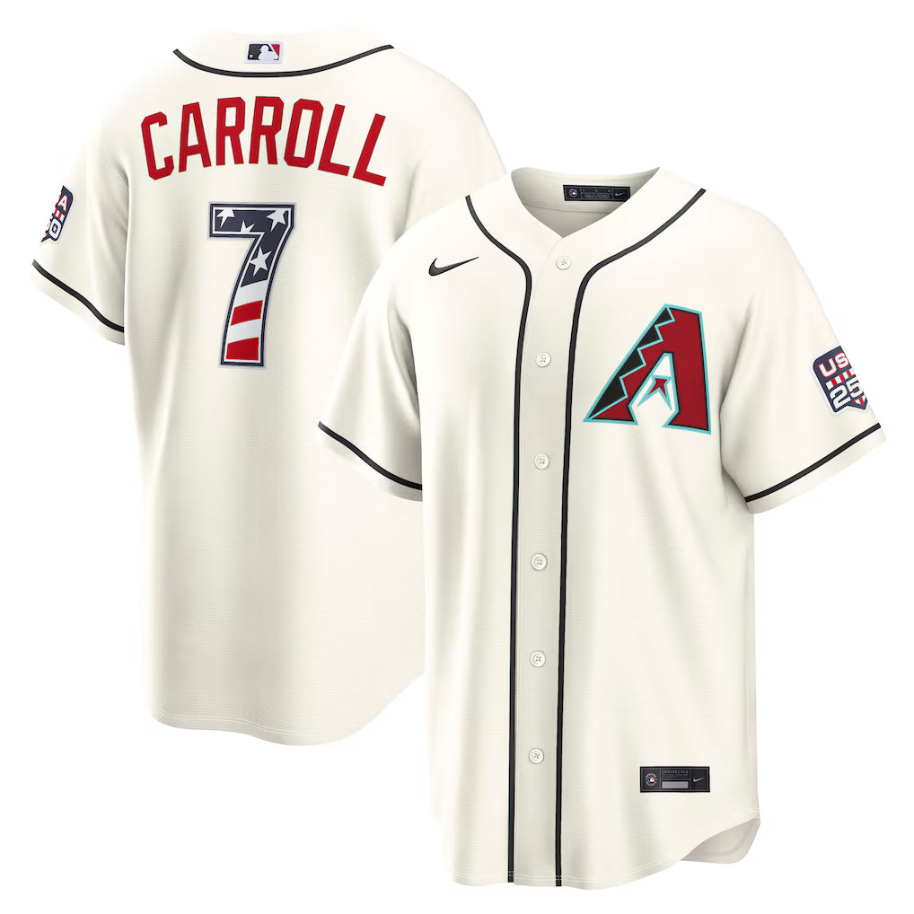 Corbin Carroll Arizona Diamondbacks USA 250 Fourth of July Home Baseball Jersey – Cream