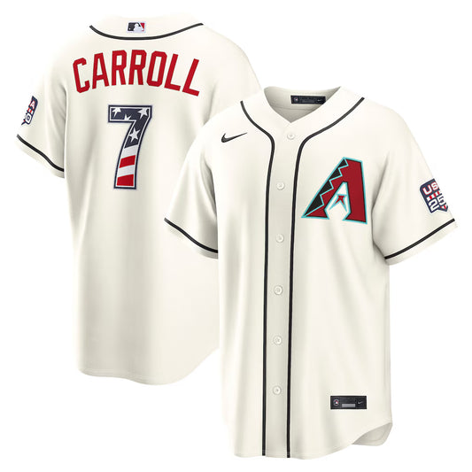 Corbin Carroll Arizona Diamondbacks USA 250 Fourth of July Home Baseball Jersey – Cream