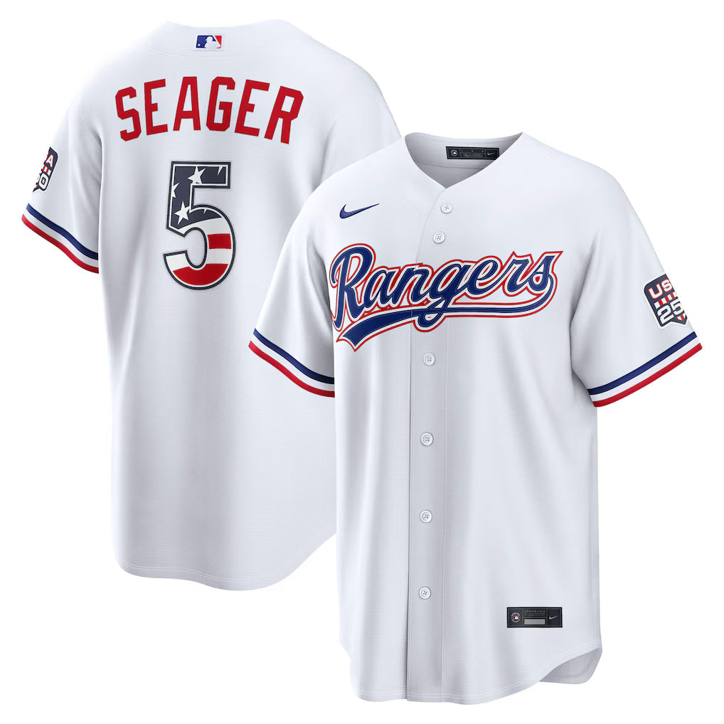 Corey Seager Texas Rangers USA 250 Fourth of July Home Baseball Jersey – White