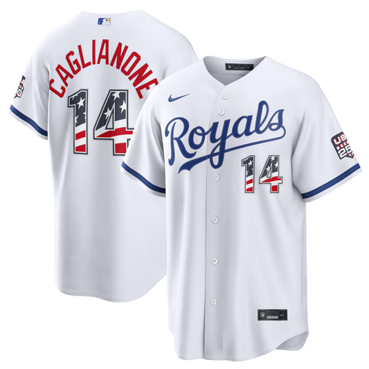 Jac Caglianone Kansas City Royals USA 250 Fourth of July Home Baseball Jersey – White