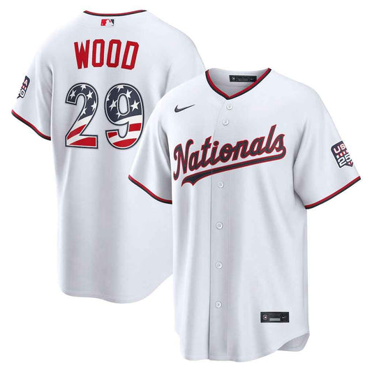 James Wood #29 Washington Nationals USA 250 Fourth of July Home Baseball Jersey – White
